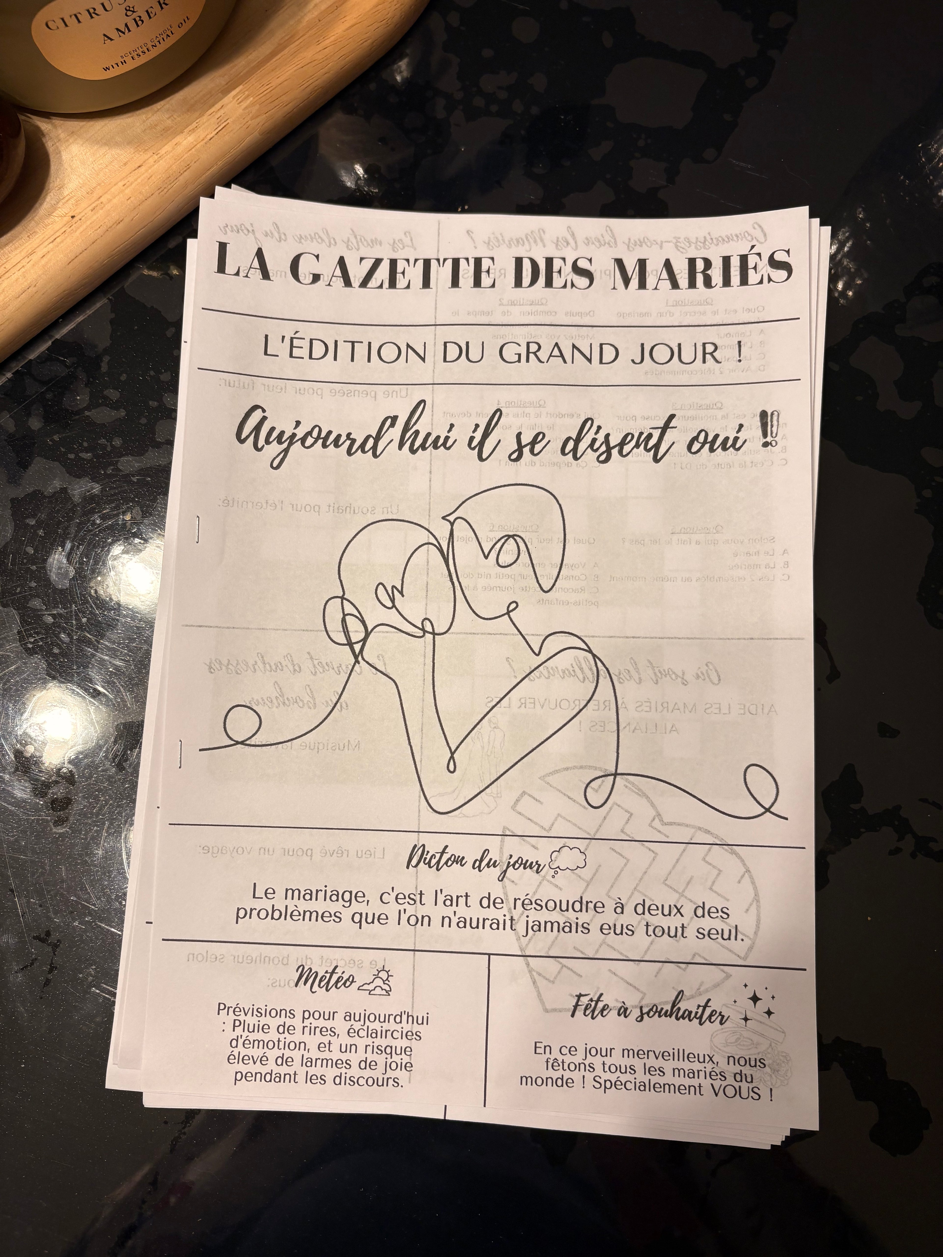 La Gazette des Mariés - Édition du Grand Jour | Animation de table prête à l’emploi